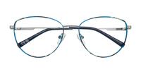 Shiny Silver Blue Havana Glasses Direct Janey Oval Glasses - Flat-lay