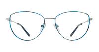 Shiny Silver Blue Havana Glasses Direct Janey Oval Glasses - Front