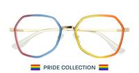 Rainbow / Shiny Gold Glasses Direct Proud Aviator Glasses - Flat-lay