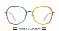 Rainbow / Shiny Gold Glasses Direct Proud Aviator Glasses - Front