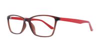 Brown/Red Glasses Direct Stella Rectangle Glasses - Angle