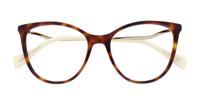 Havana/ Gold Transparent Gucci GG1007O Cat-eye Glasses - Flat-lay