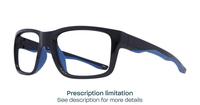 Shiny Black Blue Harrington Sport Beat Rectangle Glasses - Angle