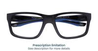 Shiny Black Blue Harrington Sport Beat Rectangle Glasses - Flat-lay