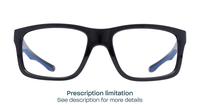 Shiny Black Blue Harrington Sport Beat Rectangle Glasses - Front