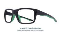 Shiny Black Green Harrington Sport Beat Rectangle Glasses - Angle
