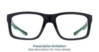 Shiny Black Green Harrington Sport Beat Rectangle Glasses - Front