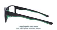Shiny Black Green Harrington Sport Beat Rectangle Glasses - Side