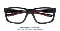 Shiny Black Red Harrington Sport Beat Rectangle Glasses - Flat-lay