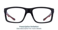 Shiny Black Red Harrington Sport Beat Rectangle Glasses - Front