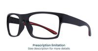Shiny Black Red Harrington Sport Blaze Rectangle Glasses - Angle