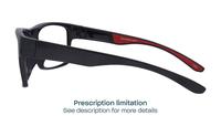 Shiny Black Red Harrington Sport Blaze Rectangle Glasses - Side