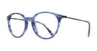 Blue Horn / Shiny Black London Retro Aisley Round Glasses - Angle
