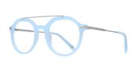 Light Blue/ Silver London Retro Baron Round Glasses - Angle