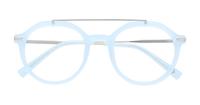 Light Blue/ Silver London Retro Baron Round Glasses - Flat-lay