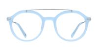 Light Blue/ Silver London Retro Baron Round Glasses - Front