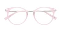 Light Pink/Matte Silver London Retro Bow Round Glasses - Flat-lay