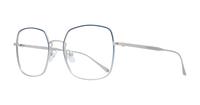 Silver/ Navy Blue London Retro Brixton Square Glasses - Angle