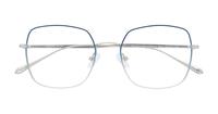 Silver/ Navy Blue London Retro Brixton Square Glasses - Flat-lay