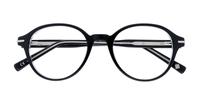 Shiny Black Crystal London Retro Canary Round Glasses - Flat-lay