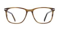 Shiny Brown Horn London Retro Clapham Rectangle Glasses - Front