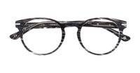 Shiny Grey Striped London Retro Dalston Round Glasses - Flat-lay