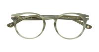 Shiny Khaki Horn London Retro Dalston Round Glasses - Flat-lay