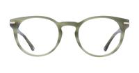 Shiny Khaki Horn London Retro Dalston Round Glasses - Front