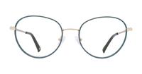 Shiny Gold / Khaki London Retro Debden Round Glasses - Front