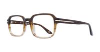 Shiny Gradient Brown London Retro Dollis Oval Glasses - Angle