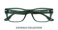 Crystal Olive London Retro Forest Rectangle Glasses - Flat-lay