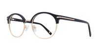 Black London Retro Fulwell Clubmaster Glasses - Angle