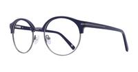 Navy Blue London Retro Fulwell Clubmaster Glasses - Angle