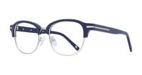 Soild Navy Blue London Retro Grange Round Glasses - Angle
