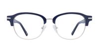 Soild Navy Blue London Retro Grange Round Glasses - Front