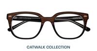 Light Brown Wood / Crystal London Retro Hanwell Round Glasses - Flat-lay