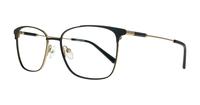 Black / Shiny Gold London Retro Kathleen Rectangle Glasses - Angle