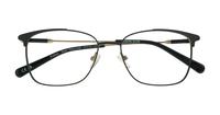 Black / Shiny Gold London Retro Kathleen Rectangle Glasses - Flat-lay