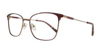 Burgundy / Shiny Gold London Retro Kathleen Rectangle Glasses - Angle