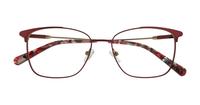 Burgundy / Shiny Gold London Retro Kathleen Rectangle Glasses - Flat-lay