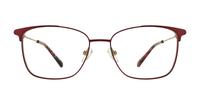 Burgundy / Shiny Gold London Retro Kathleen Rectangle Glasses - Front