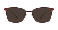 Burgundy / Shiny Gold London Retro Kathleen Rectangle Glasses - Sun