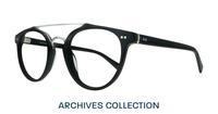 Black / Shiny Silver London Retro Keaton Round Glasses - Angle