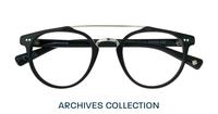 Black / Shiny Silver London Retro Keaton Round Glasses - Flat-lay