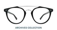 Black / Shiny Silver London Retro Keaton Round Glasses - Front