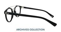 Black / Shiny Silver London Retro Keaton Round Glasses - Side