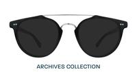 Black / Shiny Silver London Retro Keaton Round Glasses - Sun