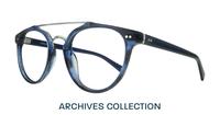 Havana Blue / Silver London Retro Keaton Round Glasses - Angle