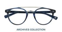 Havana Blue / Silver London Retro Keaton Round Glasses - Flat-lay