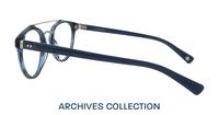 Havana Blue / Silver London Retro Keaton Round Glasses - Side